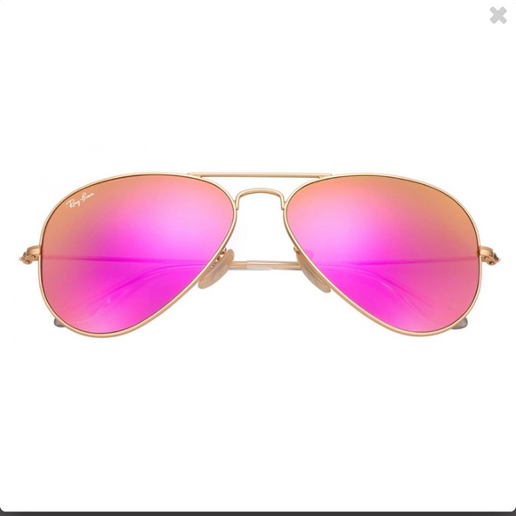LIKE NEW Bright Pink Mirrored Ray Ban Aviator Sunglasses - Picture 4 of 10